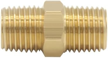 6 Pcs Brass Pipe fittings, 3/8" x 3/8" NPT Male Hex Nipple adapter coupler