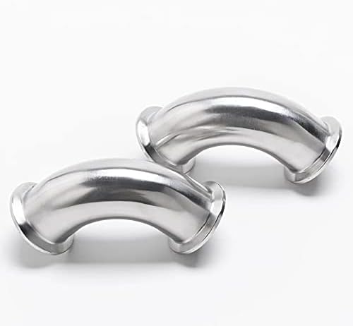 Beduan Elbow 90 Degree 1" Tube OD Stainless Steel 1.5" Tri Clamp Sanitary Pipe Fitting (Ferrule OD 50.5mm, Pack of 2)