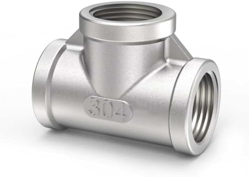 ChillWaves 304 Stainless Steel Pipe Fitting, Tee 1-1/2" x 1-1/2" x 1-1/2" NPT Female Thread Adapter(1-PACK)