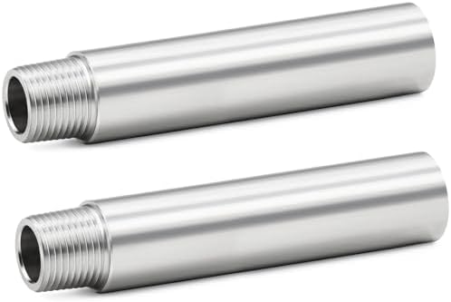 ChillWaves 304 Stainless Steel Pipe Fitting, Nipple Cast Pipe 1/8" NPT Male x 1/8" NPT Female Thread 4" Length(100MM)(2-PACK)