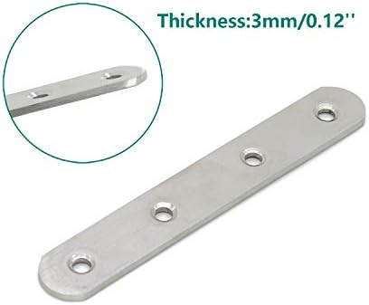4 Pack Flat Mending Plate for Wood,ULIFESTAR Stainless Steel Straight Brackets 130mm / 5" Length 4 Screw Hole Flat Repair Fixing Wood Brace Joining Plates Connector with Fixing Screws