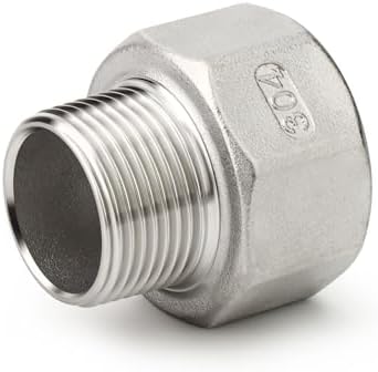 TAISHER 1PCS 304 Stainless Steel Pipe Fitting, Reducer Adapter, 1-1/4" NPT Male x 2" NPT Female