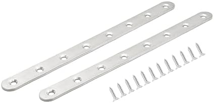 9.6 Inch Stainless Steel Straight Brace, Flat Straight Support, Repair Fixed Bracket Connector, Heavy Duty Furniture Repair Fixing Joint with Screw, 2PCS