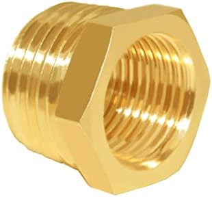 Hooshing 6PCS Brass Reducer Hex Bushing 1/2" NPT Male x 3/8" NPT Female