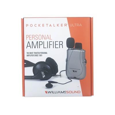 Pocket Talker Ultra Duo — Personal Hearing Amplifier with Folding Headphone & Single Mini Earbud, Mic & 12‑ft TV Cord, 200‑Hr Battery, Tone & Volume Controls