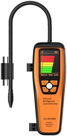Elitech Infrared Refrigerant Leak Detector ILD-200 max High-Precision HVAC/R Leak Detection, 10-Year Sensor Lifetime, 1g/a Ultra-Low Detection, 4 Sensitivity Levels, TFT Display & Sound Alarm