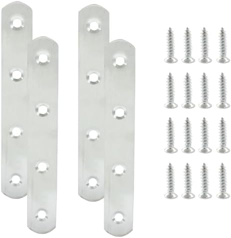4 Pack 5 Inch Stainless Steel Flat Plate Straight Bracket