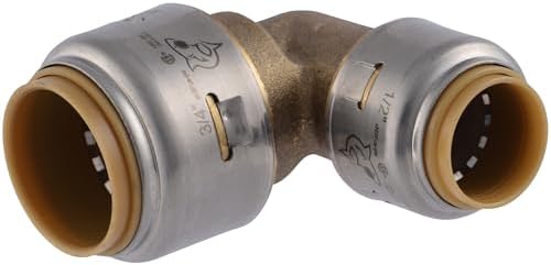 SharkBite Max 3/4 Inch x 1/2 Inch 90 Degree Reducing Elbow, Push to Connect Brass Plumbing Fitting, PEX Pipe, Copper, CPVC, PE-RT, HDPE, UR274A