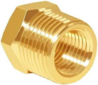 Hooshing 10PCS Brass Reducer Hex Bushing 3/8" NPT Male x 1/4" NPT Female