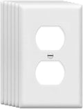 Duplex Wall Plates 1-Gang Switch Outlet Electrical Cover Plate Unbreakable Thermoplastic Faceplate for Light Receptacle Outlet Switch, White (6 Pack)