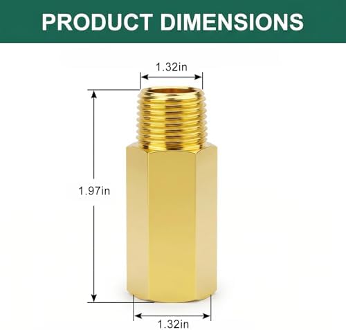 1PCS Brass Pipe Fitting, 1" NPT Male x 1" NPT Female Nipple, 2" Length for water/oil/air/fuel