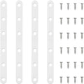 4 Pack White Straight Brackets, 8 Inch Stainless Steel Flat Brace Mending Plates, Heavy Duty Repair Brackets for Wood Furniture with Screws