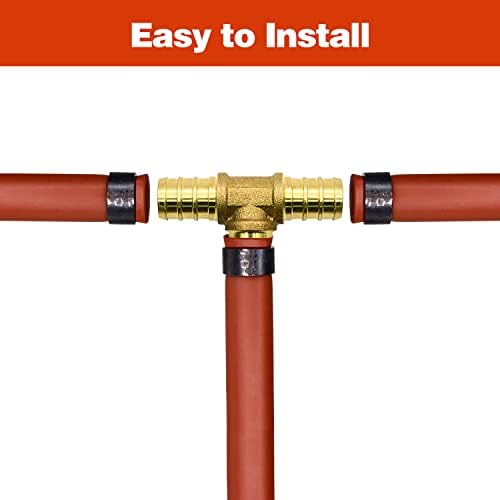 25 Pack 1/2" PEX Fittings, PEX Tee Fittings, Brass PEX Fittings