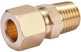 Brass Compression Tube Pipe Fitting Connector, Straight Coupling Adapter, 3/8" Tube OD x 1/4" NPT Male Connector 5pcs (3/8" OD Compression x 1/4" NPT Male)