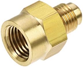 uxcell Brass Pipe fitting, 1/4 SAE Flare Male to 1/4NPT Female Thread, Tubing Adapter Hose Connector, for Air Conditioner Refrigeration