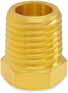 Hooshing 6PCS Brass Reducer Hex Bushing 1/4" NPT Male x 1/8" NPT Female