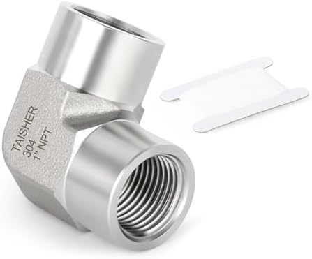 TAISHER 1PCS 304 Stainless Steel 90 Degree Barstock Street Elbow, 1" NPT Female to 1" NPT Female 304 Stainless Pipe Fitting