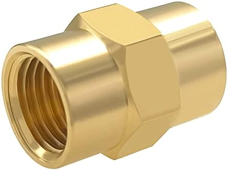 Hooshing 10PCS Brass Coupling Pipe Fitting, 1/4" x 1/4" NPT Female Coupler
