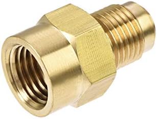 uxcell Brass Pipe Fitting, 1/2"-20UNF Flare Male to 1/4NPT Female Thread, Tubing Adapter Hose Connector, for Air Conditioner Refrigeration