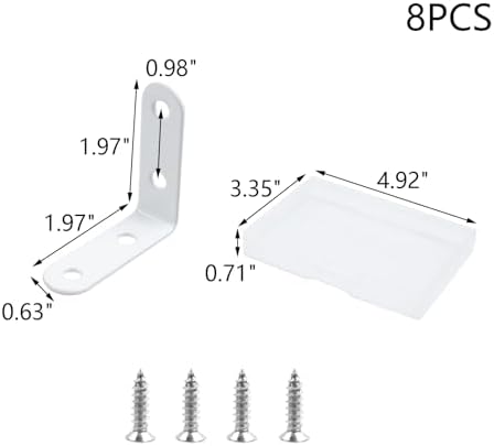 MY MIRONEY 8PCS L Brackets for Shelves White Right Angle Bracket, 2" x 2"