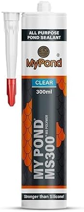 MS300 Marine Sealant Clear, Window Sealer, Pond Sealer for Leaks Concrete Glass Metal, MS Polymer Adhesive 4x Stronger than Aquarium Silicone Caulking, Pond Liner Adhesive, Clear Sealant, 300ml