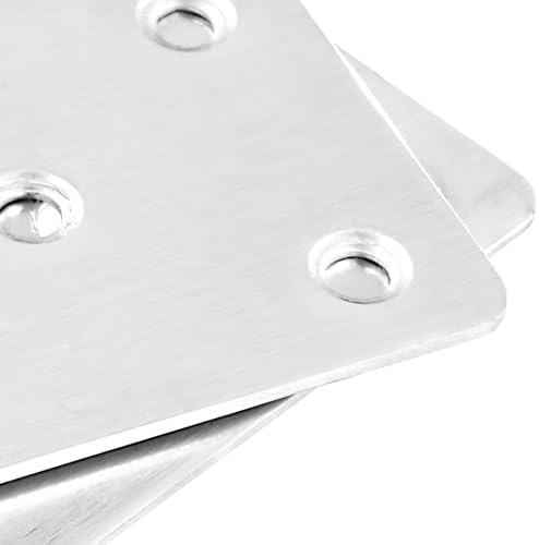 30 Packs 4x2 Inches Stainless Steel Flat Straight Brace Brackets, Mending Joining Plates, Metal Mending Plates with Screws for Furniture Repairing, 2 mm Thickness