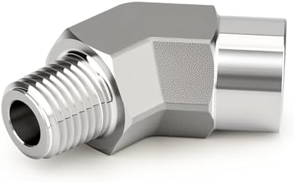 TAISHER 2PCS 304 Stainless Steel 45 Degree Barstock Street Elbow, 1/2" NPT Male x 1/2" NPT Female 304 Stainless Pipe Fitting