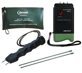 Pin Wood Moisture Meter, Digital Moisture Detector for Lumber Drywall Firewood Masonry Woodworking Plaster Floor - mini-Ligno D/C, Electrode E14M, Pouch