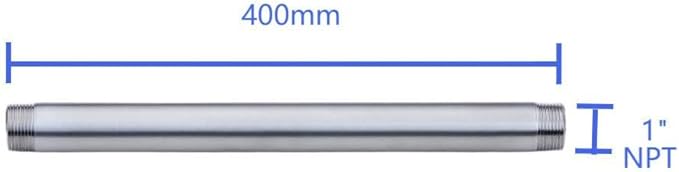 CONSTELLAR 304 Stainless Steel Pipe Fitting - 1" NPT Male x 1" NPT Male Threaded Thickened Pipe Wall, 400mm (16 inch) Length Heavy Nipple Seamless Pipe (1 Pcs)