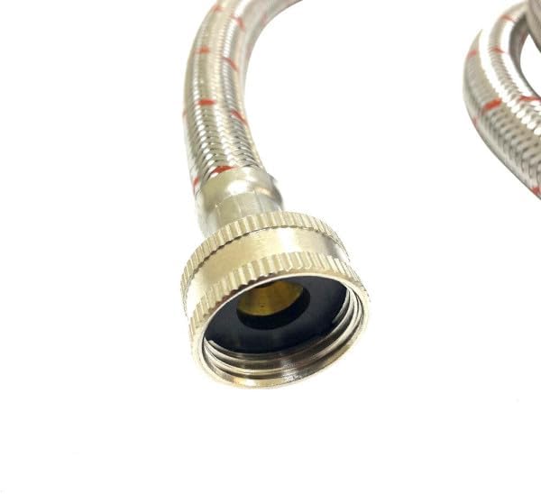 Appli Parts APIH-7234 2-Pack 6 ft Washing Machine Inlet Hose Braided Stainless Steel with Seal 3/4 in NPT Female Fitting works for hot and cold water