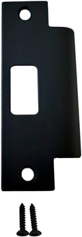 QCAA Stainless Steel Extended Replacement Lock Strike Plate, Round Corner, 4-7/8" for Deadbolt, Matte Black, 1 Pack, Made in Taiwan