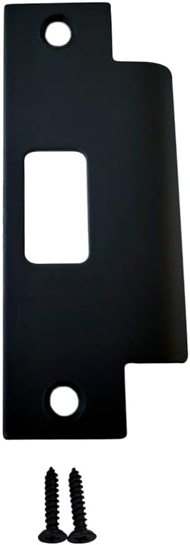 QCAA Stainless Steel Extended Replacement Lock Strike Plate, Round Corner, 4-7/8" for Deadbolt, Matte Black, 1 Pack, Made in Taiwan