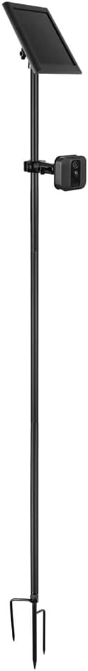 Holicfun 2-in-1 Ground Stake Mount Stand for Outdoor Security Cameras and Solar Panels, Universally Compatible with Ring, Blink, Google Nest, Eufy, Arlo, Wyze, SimpliSafe, and More (Black)