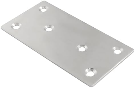 Bonsicoky Flat Straight Brace Brackets, 4" x 2", 4 Pcs, Silver