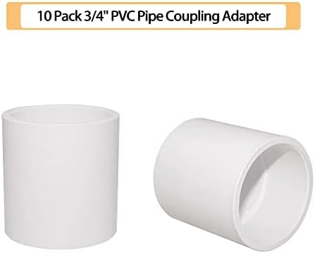 10PCS 3/4" PVC Pipe Fitting Coupling Connector Adapter Slip (Socket x Socket) Schedule 40 White Color