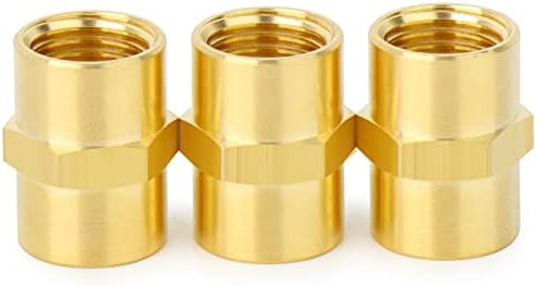 ChillWaves Brass Pipe Fitting, Hex Coupling 3/8" NPT Female x 3/8" NPT Female Thread Adapter(3-PACK)