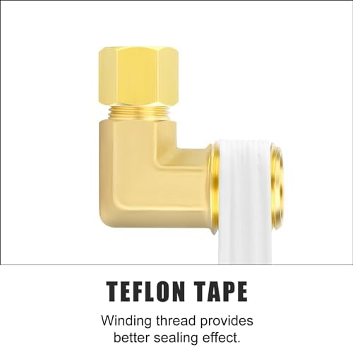 GASHER 5PCS Brass 90 Degree Elbow Compression Tube Pipe Fitting Connector, 5/16" Tube OD x 3/8" NPT Male Connector