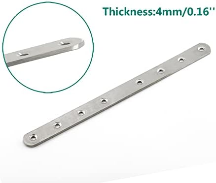 4 Pack Flat Mending Plate for Wood,ULIFESTAR Stainless Steel Straight Brackets 300mm / 12" Length 8 Screw Hole Flat Repair Fixing Wood Brace Joining Plates Connector with Fixing Screws
