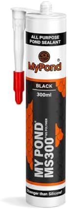MS300 Marine Sealant, Window Sealer, Pond Sealer for Leaks Concrete Glass Metal, MS Polymer Adhesive 4x Stronger than Aquarium Silicone Caulking, Black Pond Liner Marine Adhesive Sealant, 300ml