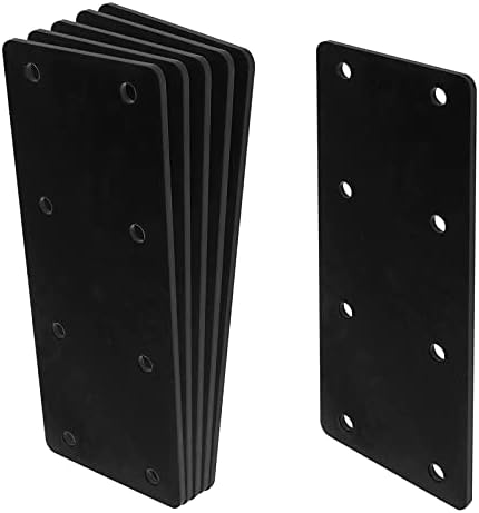 6 Pcs Black Flat Straight Mending Plate, 6-1/2" x 2-5/8" Steel Bracket