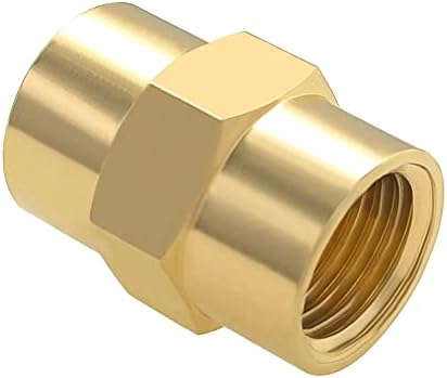 Hooshing 5PCS Brass Coupling Pipe Fitting, 1/4" x 1/4" NPT Female Coupler