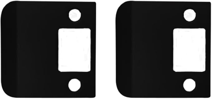 QCAA Solid Brass Extended Lip Strike, 2-1/4''X2-1/4", Matte Black, 2 Pack, Made in Taiwan
