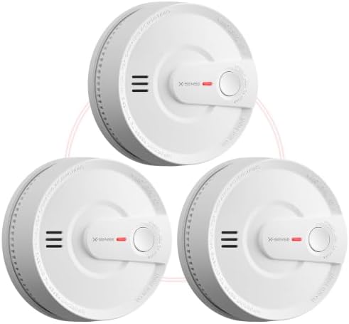 X-Sense Interconnected Smoke Detector, 10-Year Battery, SD20-W, 3-Pack