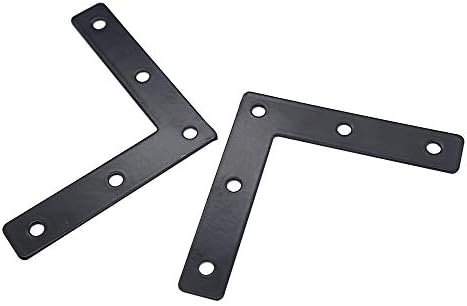 20 Pcs Black Flat Corner Brace Brackets,80mmx80mm Metal Right Angle Corner Brace L Shaped Brackets,Mending Plate Bracket with Screws