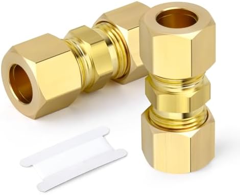GASHER 2PCS Brass Compression Tube Pipe Fitting Connector, 3/4" Tube OD x 3/4" Tube OD Connector