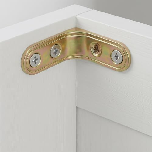 iplusmile 20 Pcs L Brackets for Wood - Golden Small Corner Brace with Countersunk Holes - Heavy Duty 90 Degree Angle Brackets for Shelves, Cabinets, Chairs & Furniture Repair