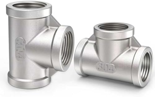 ChillWaves 304 Stainless Steel Pipe Fitting, Tee 1" x 1" x 1" NPT Female Thread Adapter(2-PACK)