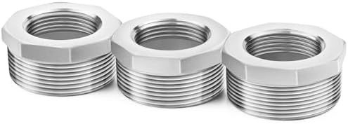 ChillWaves 304 Stainless Steel Pipe Fitting, Reducer Hex Bushing 1-1/4" NPT Male x 3/4" NPT Female Thread Adapter(3-PACK)