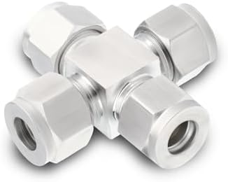 1PCS 304 Stainless Steel 4 Way Compression Tube Pipe Fitting Connector, 3/8" Tube OD 4 Way Adapter for fuel/air/liquid/oil/gas/vacuum pipelines