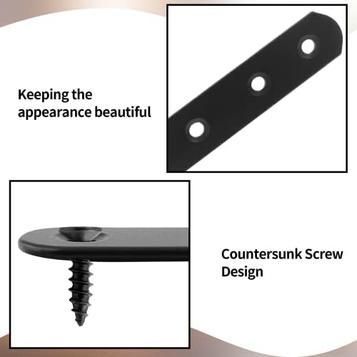 Jiozermi 8 Pcs Straight Brace, 3.9" x 0.8", Stainless Steel,Black